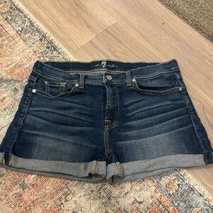 7 for all mankind, dark denim, jean shorts size 31